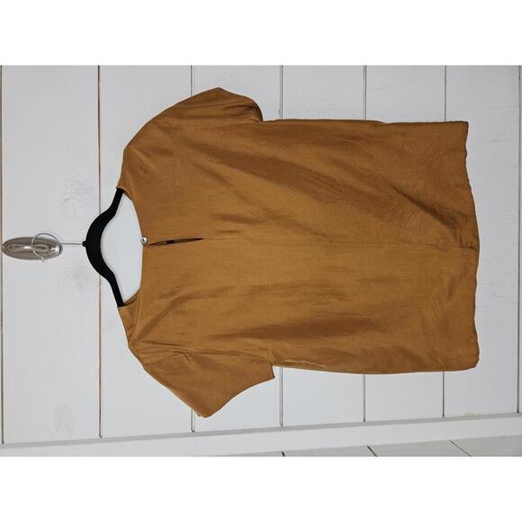 Vintage 90s NWOT Geoffrey Alexander for Private Agenda brown silk blouse - Picture 2 of 3